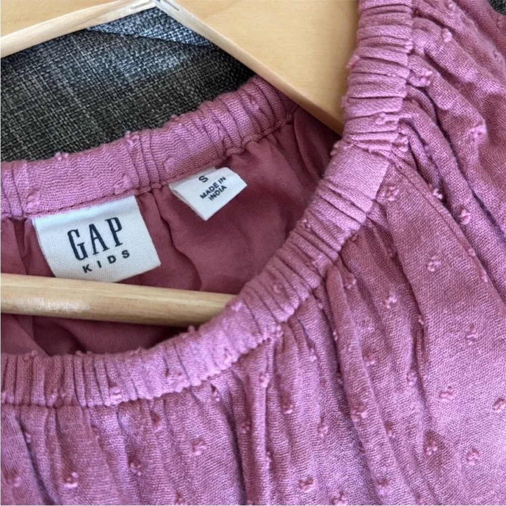 GAP • Girls S Rose Pink Swiss Dot Flutter Sleeve Tiered Cottagecore Dress